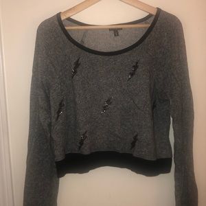 Cropped Long Sleeve with Sequin Bolts